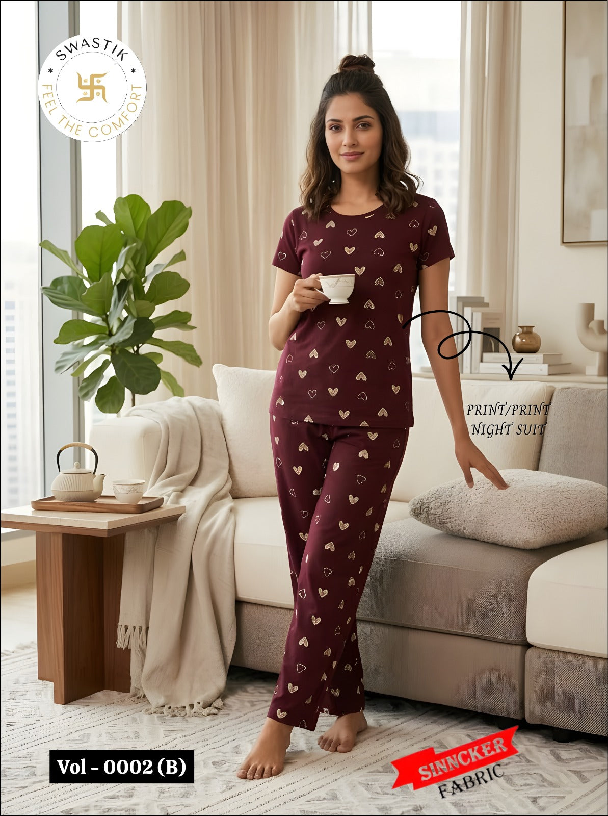 Vol 0002 B Swastik Sinker Pyjama Night Suits Manufacturer Ahmedabad