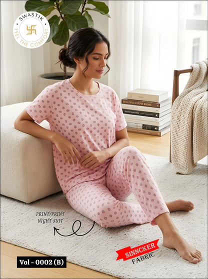 Vol 0002 B Swastik Sinker Pyjama Night Suits Manufacturer Ahmedabad