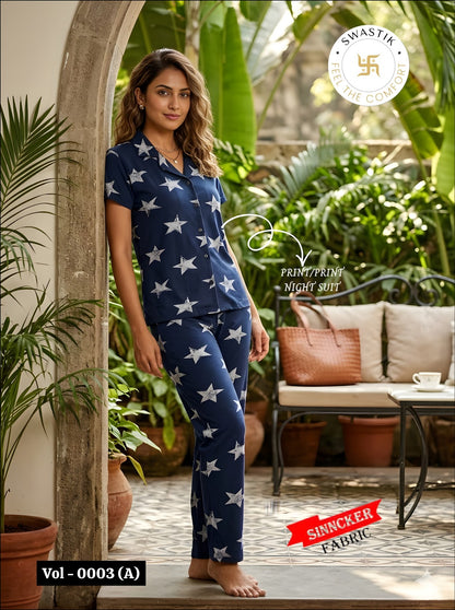 Vol 0003 A Swastik Sinker Collar Night Suits Wholesaler India