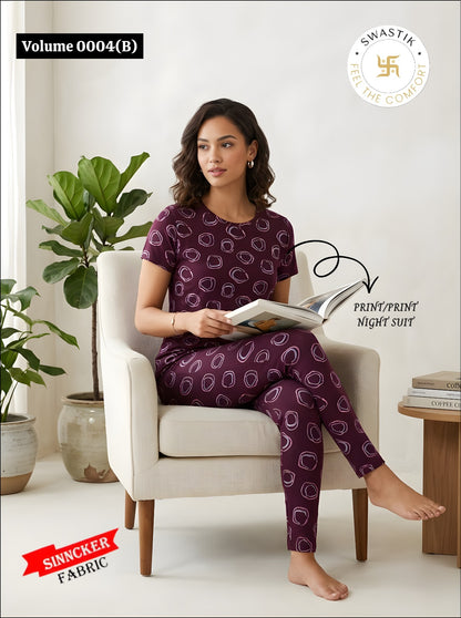 Vol 0004 B Swastik Sinker Pyjama Night Suits Exporter Gujarat