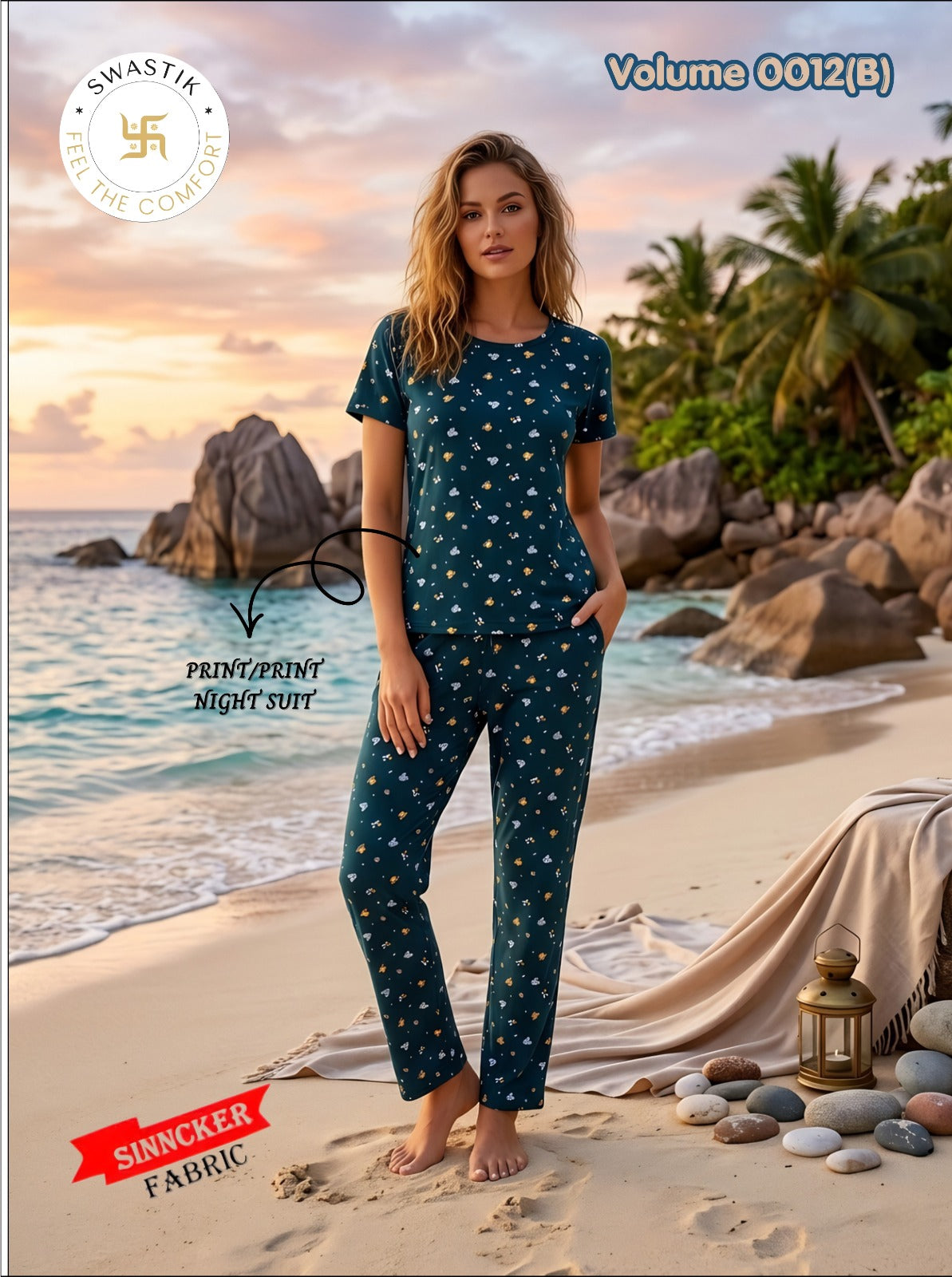 Vol 0012 B Swastik Sinker Pyjama Night Suits Wholesaler Ahmedabad