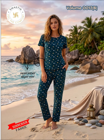 Vol 0012 B Swastik Sinker Pyjama Night Suits Wholesaler Ahmedabad