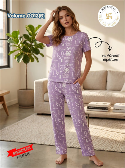 Vol 0013 B Swastik Sinker Pyjama Night Suits Wholesale Price