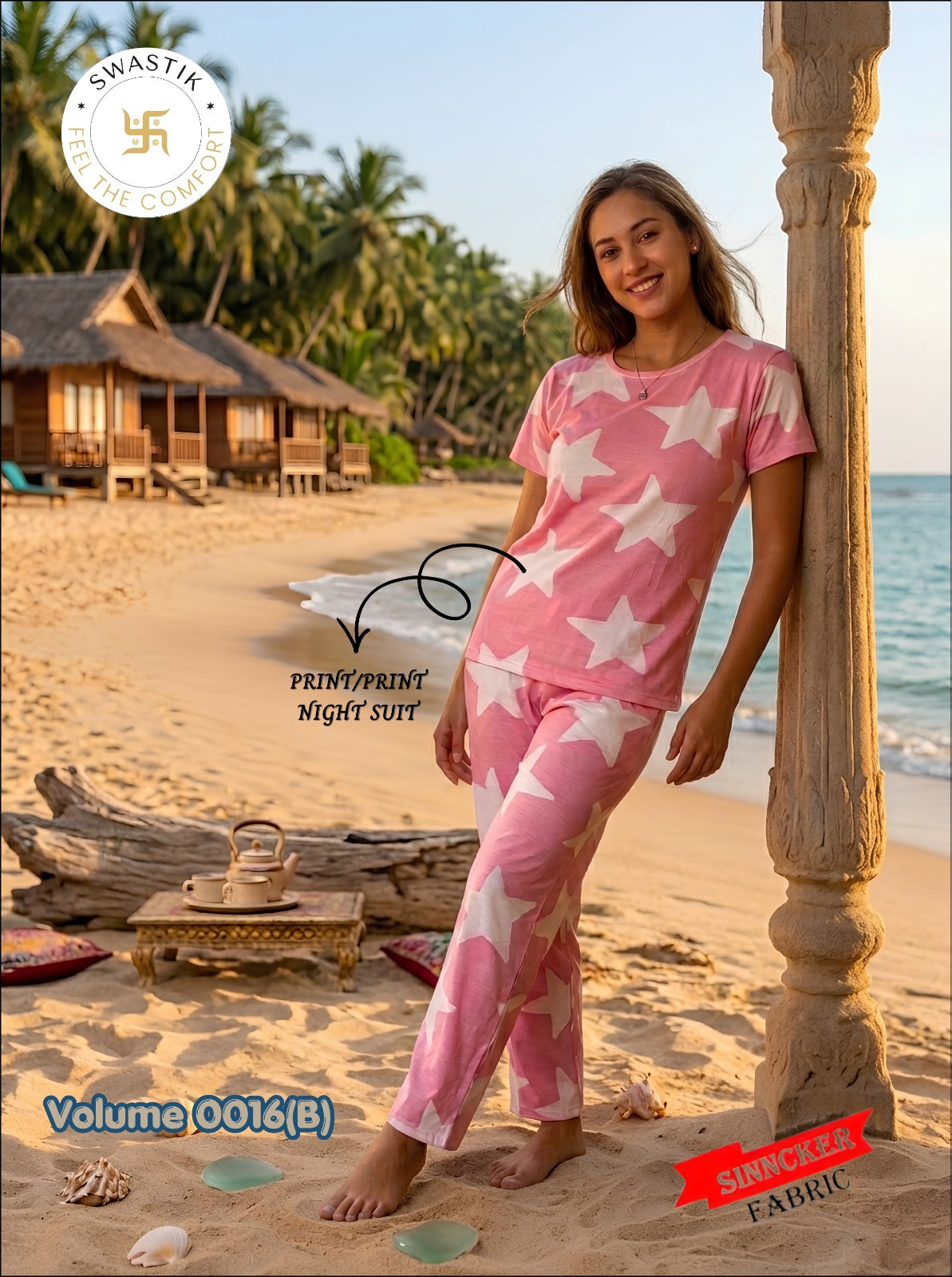 Vol 0016 B Swastik Sinker Pyjama Night Suits Wholesaler India