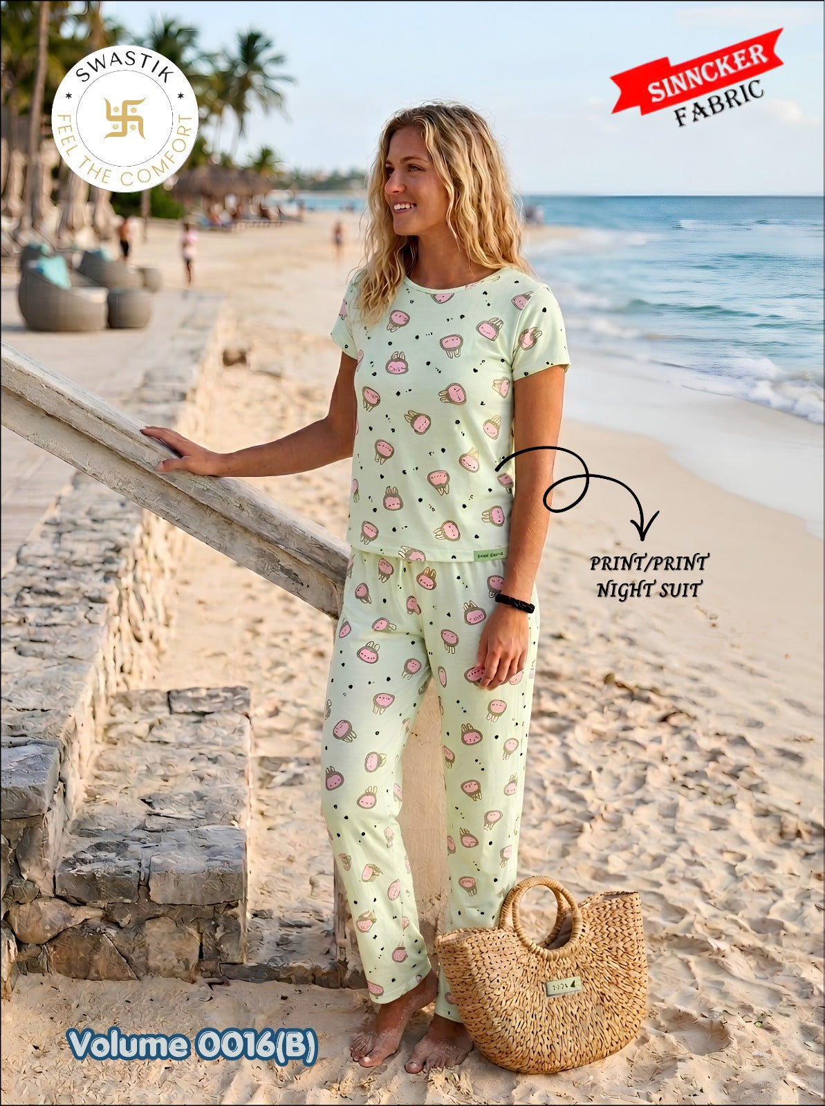 Vol 0016 B Swastik Sinker Pyjama Night Suits Wholesaler India