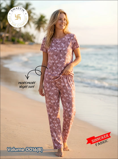 Vol 0016 B Swastik Sinker Pyjama Night Suits Wholesaler India