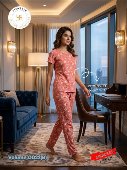 Vol 0022 B Swastik Sinker Pyjama Night Suits Wholesaler Gujarat