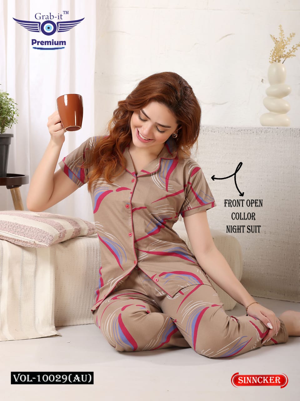 Vol 10029 Au Grab It Sinker Collar Night Suits Exporter Ahmedabad