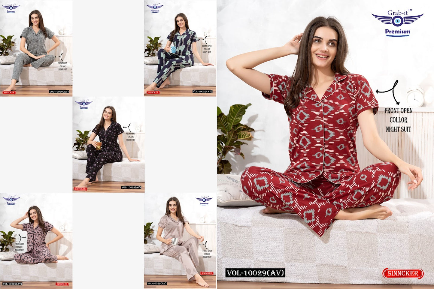 Vol 10029 Av Grab It Sinker Collar Night Suits Manufacturer Ahmedabad