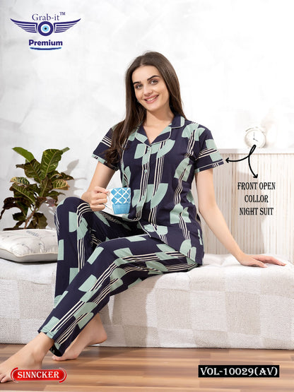 Vol 10029 Av Grab It Sinker Collar Night Suits Manufacturer Ahmedabad