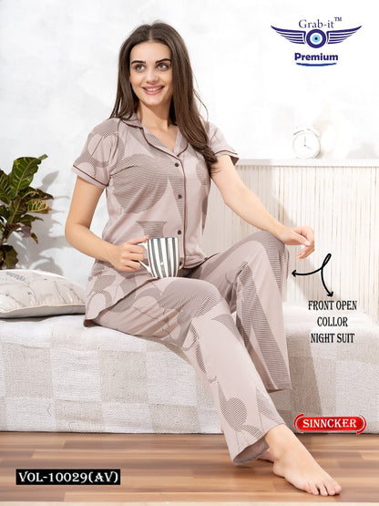 Vol 10029 Av Grab It Sinker Collar Night Suits Manufacturer Ahmedabad