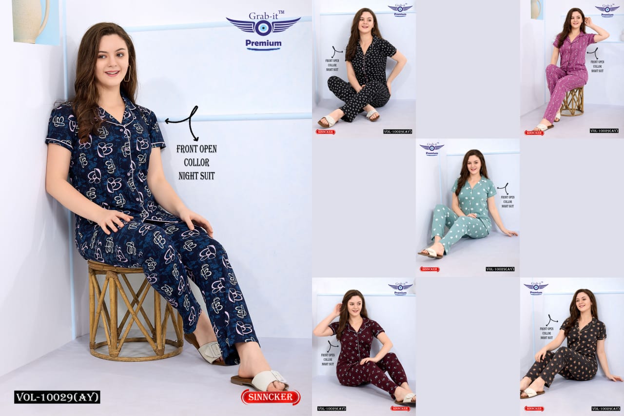 Vol 10029 Ay Grab It Sinker Collar Night Suits Manufacturer India ...