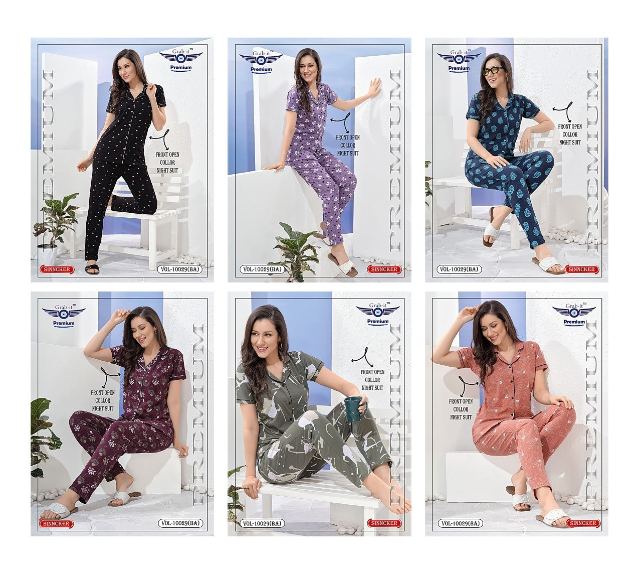 Vol 10029 Ba Grab It Sinker Collar Night Suits Wholesaler Ahmedabad