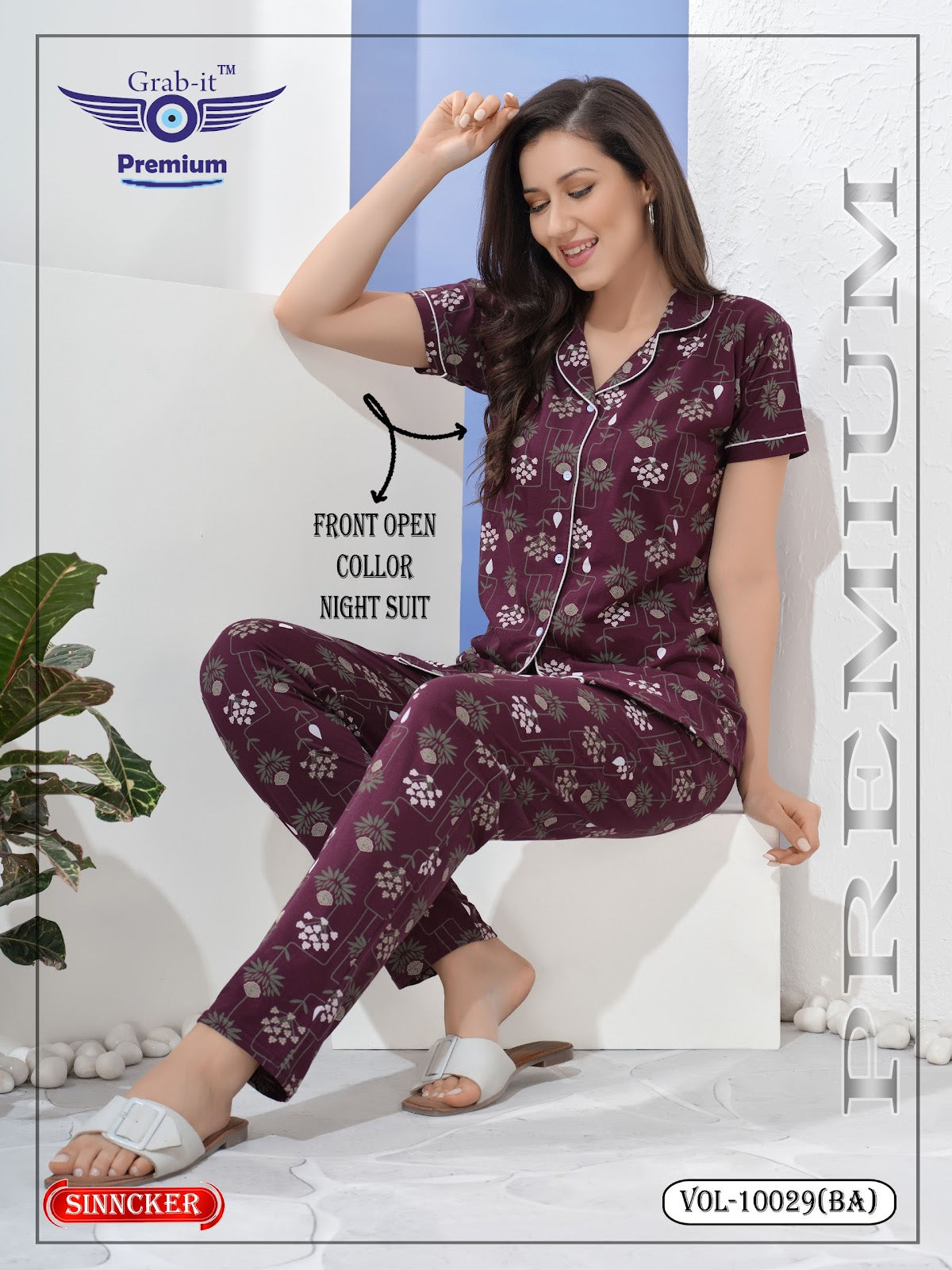 Vol 10029 Ba Grab It Sinker Collar Night Suits Wholesaler Ahmedabad