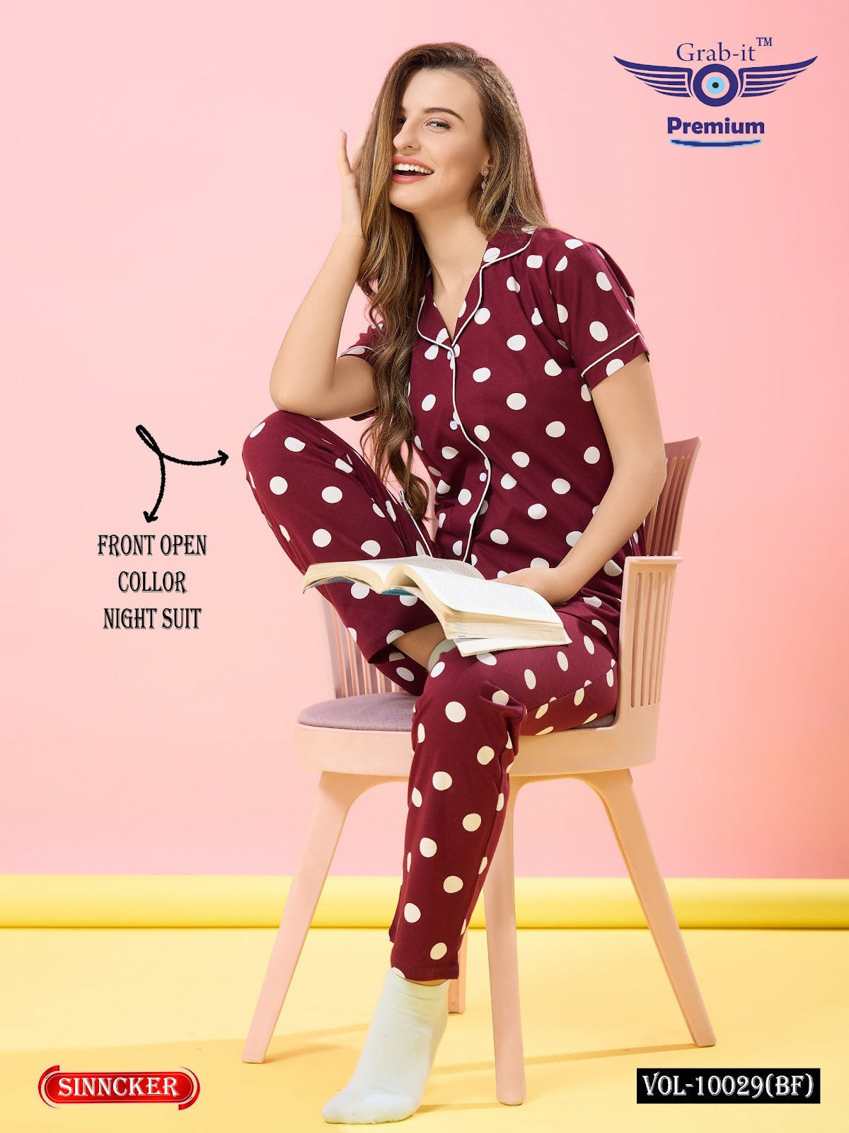 Vol 10029 Bf Grab It Sinker Collar Night Suits Wholesaler