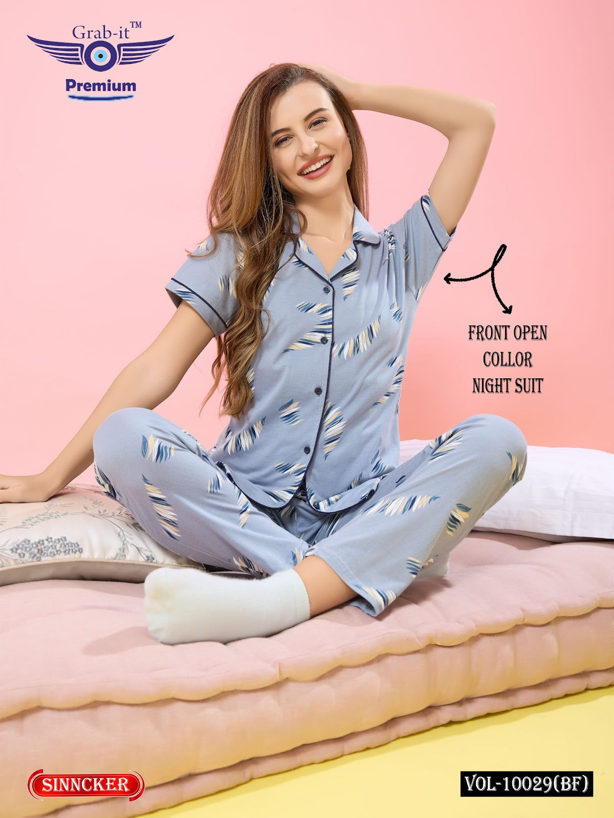 Vol 10029 Bf Grab It Sinker Collar Night Suits Wholesaler