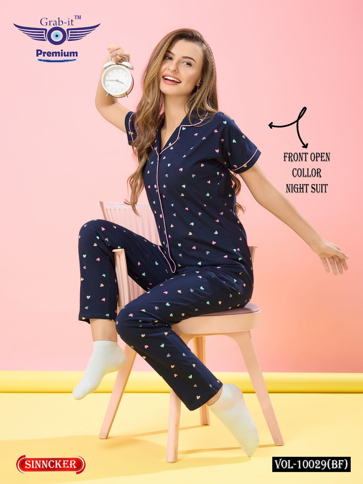 Vol 10029 Bf Grab It Sinker Collar Night Suits Wholesaler