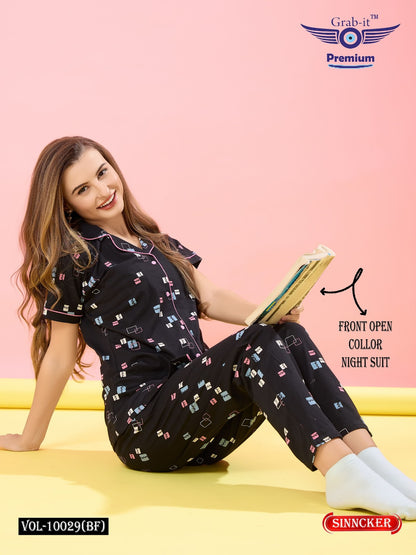 Vol 10029 Bf Grab It Sinker Collar Night Suits Wholesaler