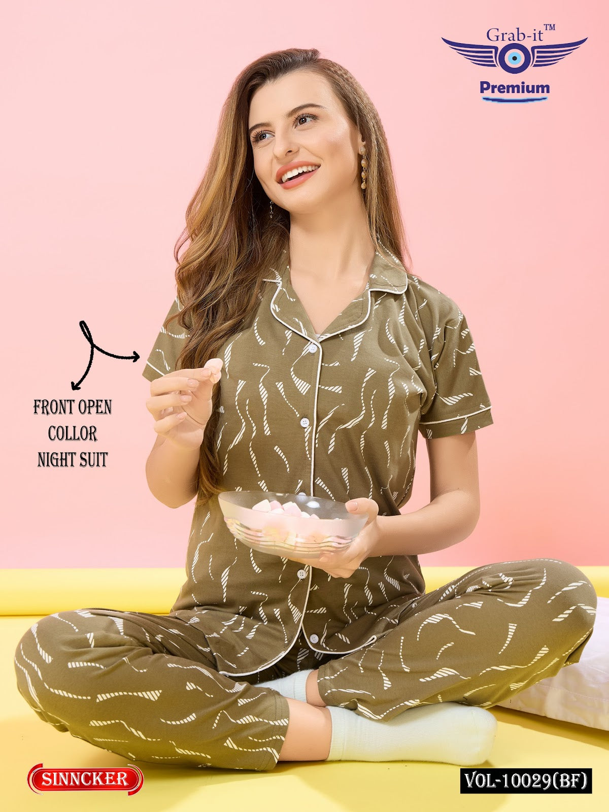 Vol 10029 Bf Grab It Sinker Collar Night Suits Wholesaler