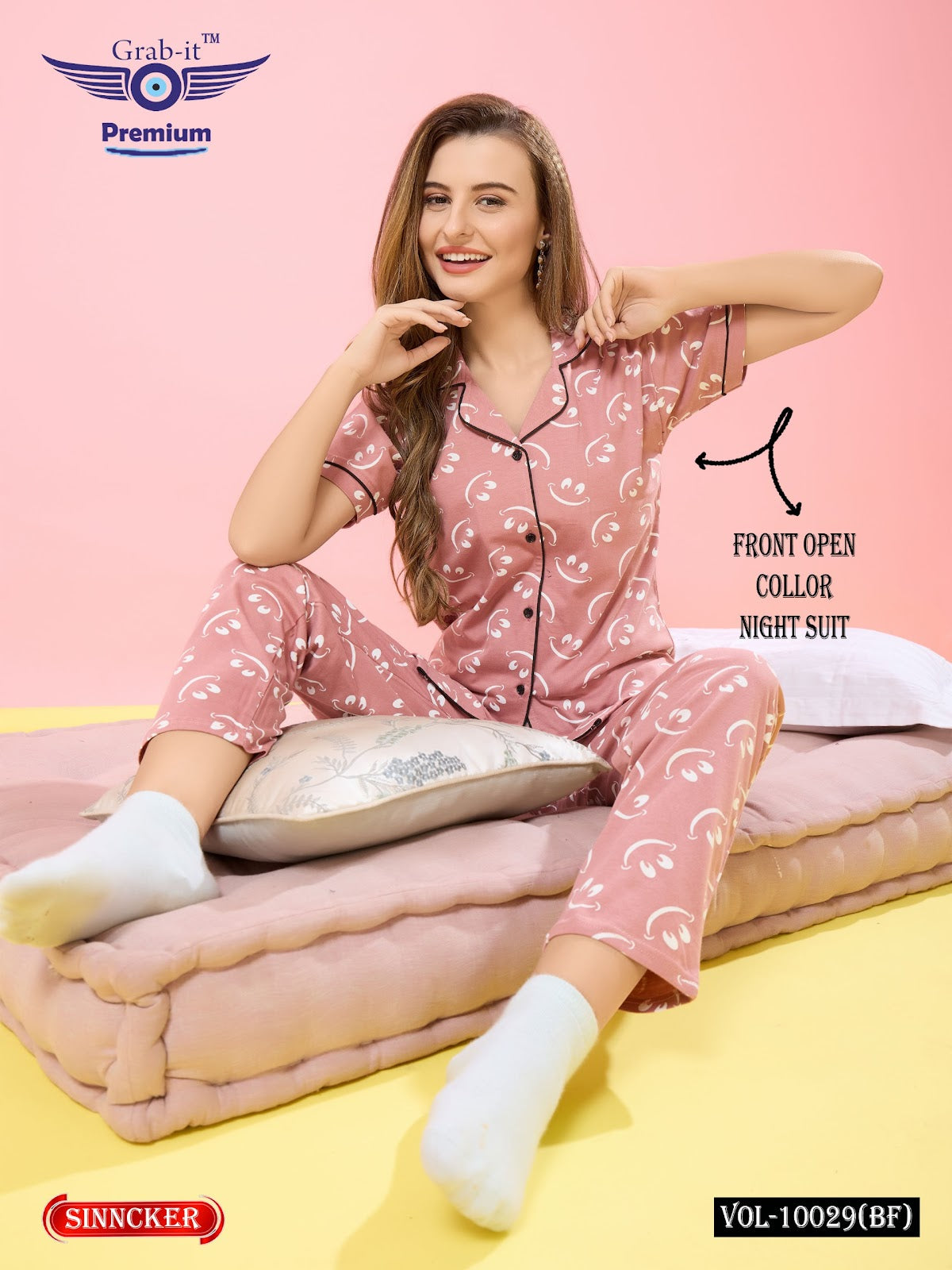 Vol 10029 Bf Grab It Sinker Collar Night Suits Wholesaler