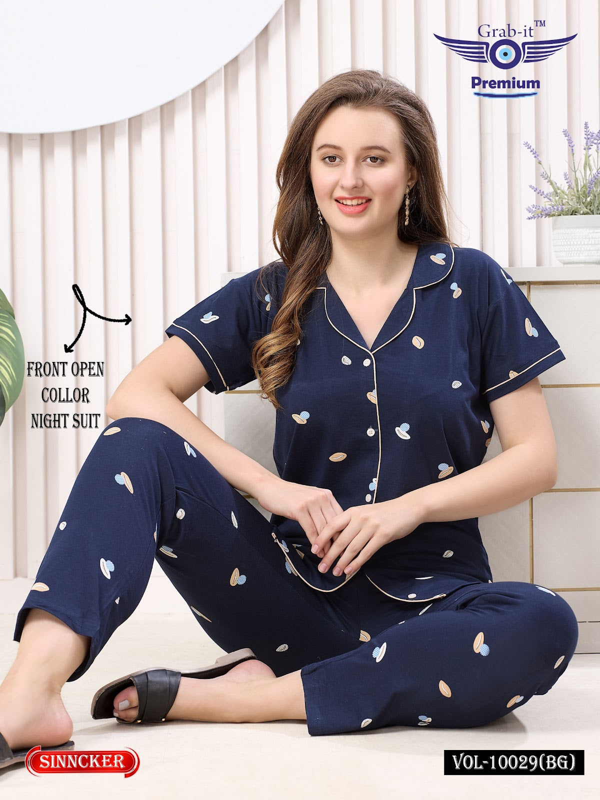 Vol 10029 Bg Grab It Sinker Collar Night Suits Wholesaler India