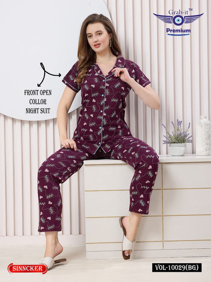 Vol 10029 Bg Grab It Sinker Collar Night Suits Wholesaler India
