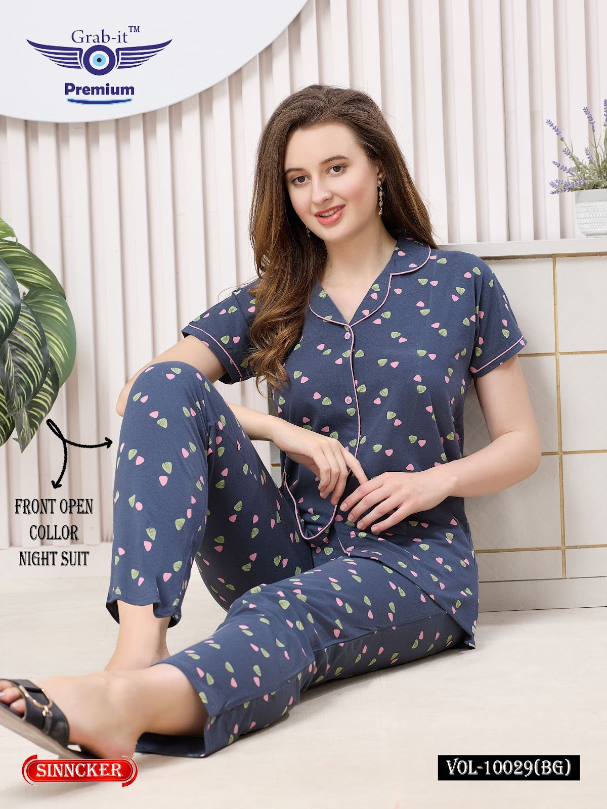 Vol 10029 Bg Grab It Sinker Collar Night Suits Wholesaler India