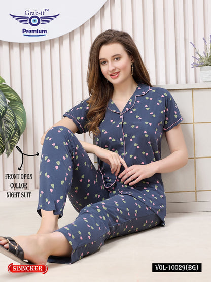 Vol 10029 Bg Grab It Sinker Collar Night Suits Wholesaler India