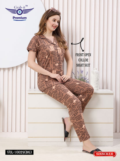 Vol 10029 Bg Grab It Sinker Collar Night Suits Wholesaler India