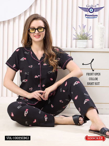Vol 10029 Bg Grab It Sinker Collar Night Suits Wholesaler India