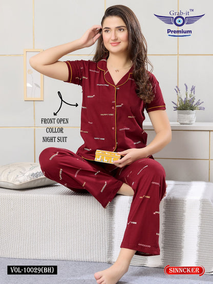 Vol 10029 Bh Grab It Sinker Collar Night Suits Manufacturer