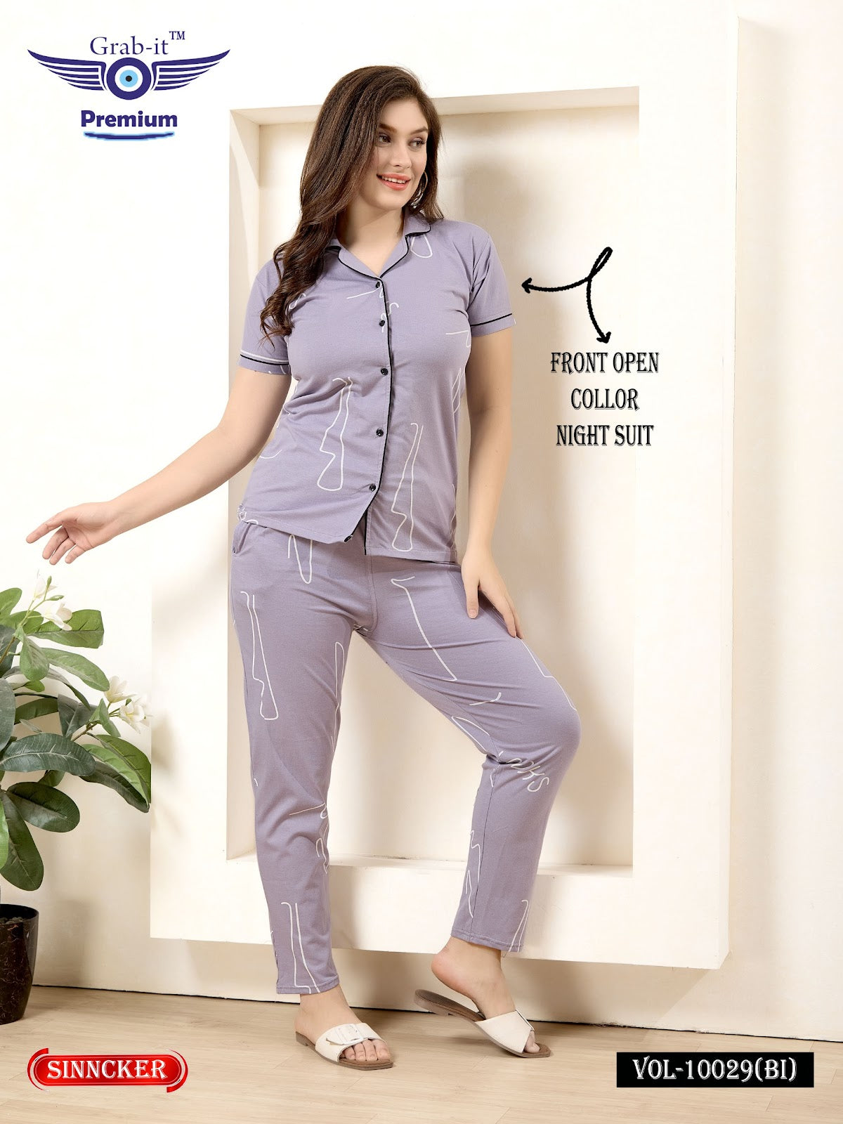 Vol 10029 Bi Grab It Sinker Collar Night Suits Exporter