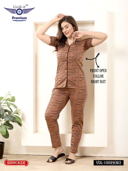 Vol 10029 Bi Grab It Sinker Collar Night Suits Exporter