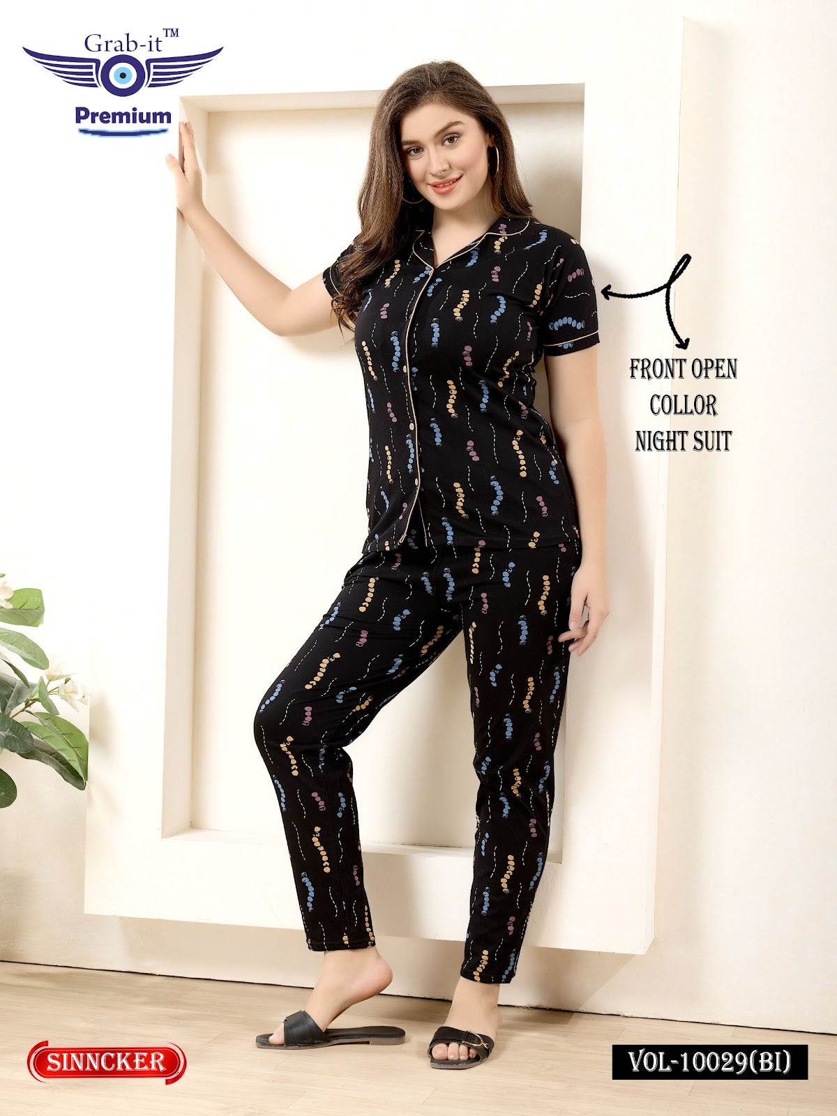 Vol 10029 Bi Grab It Sinker Collar Night Suits Exporter
