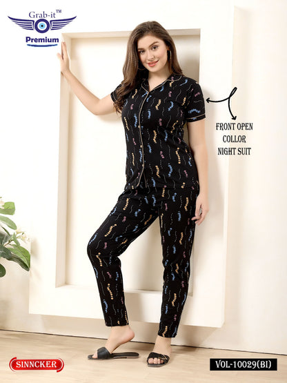 Vol 10029 Bi Grab It Sinker Collar Night Suits Exporter