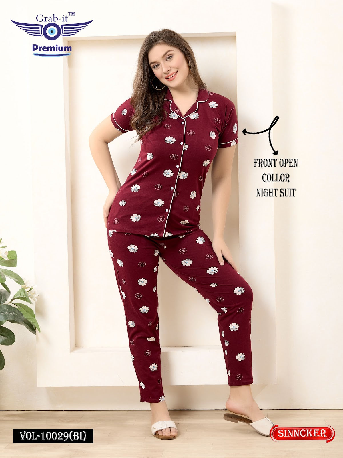 Vol 10029 Bi Grab It Sinker Collar Night Suits Exporter