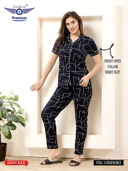 Vol 10029 Bi Grab It Sinker Collar Night Suits Exporter