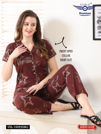 Vol 10029 Bk Grab It Sinker Collar Night Suits Supplier