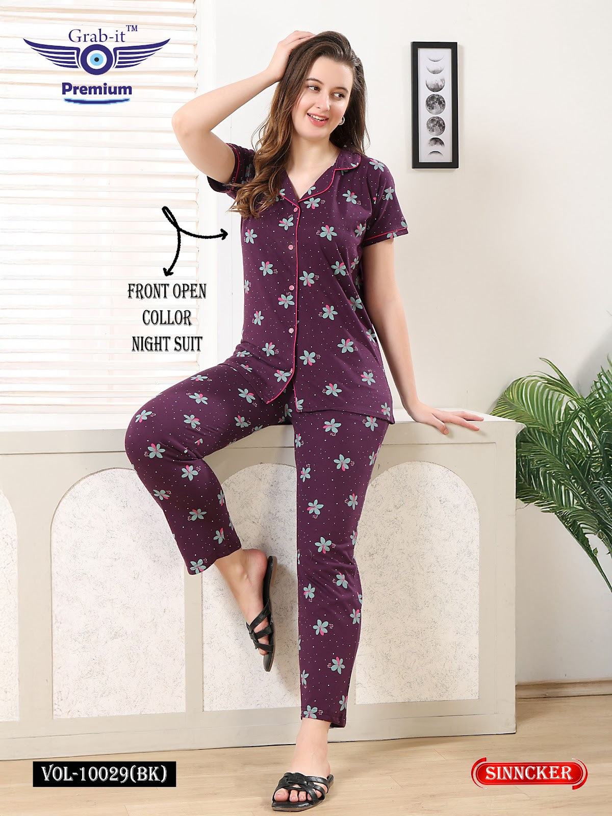 Vol 10029 Bk Grab It Sinker Collar Night Suits Supplier