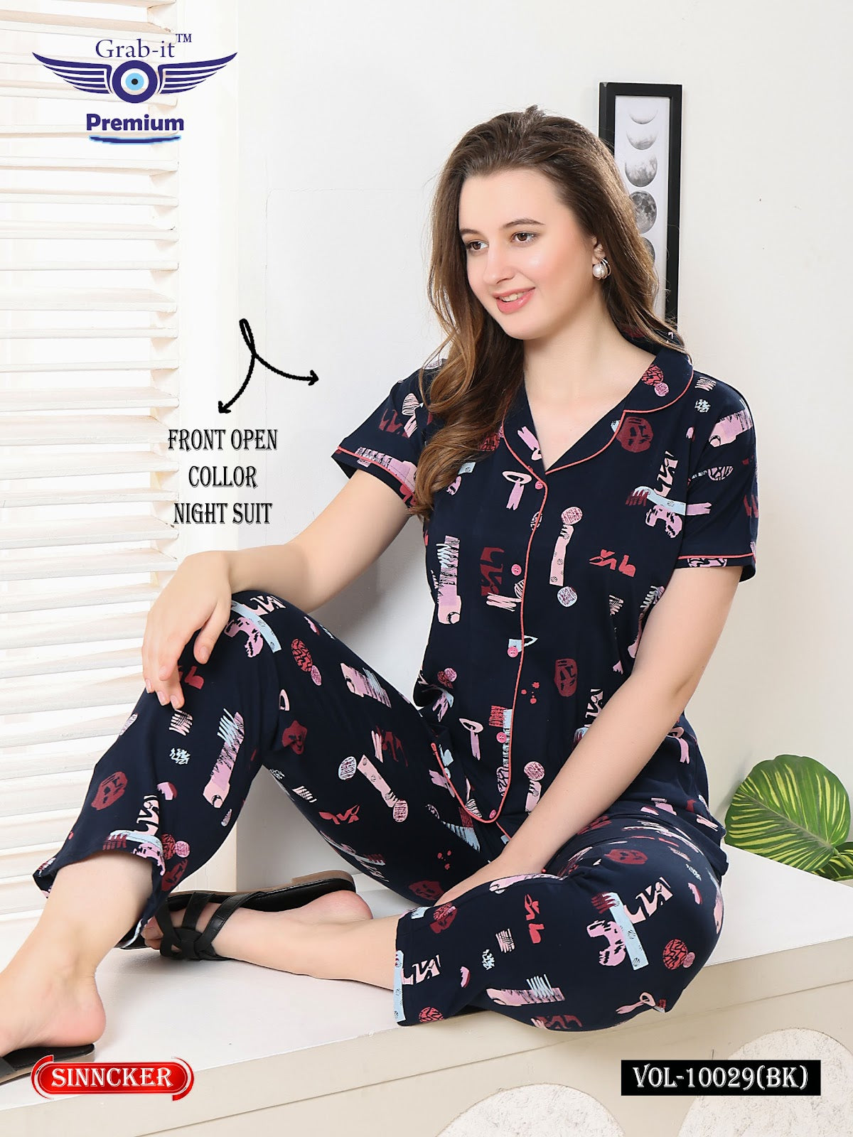 Vol 10029 Bk Grab It Sinker Collar Night Suits Supplier