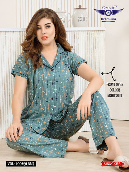 Vol 10029 Bm Grab It Sinker Collar Night Suits Manufacturer India