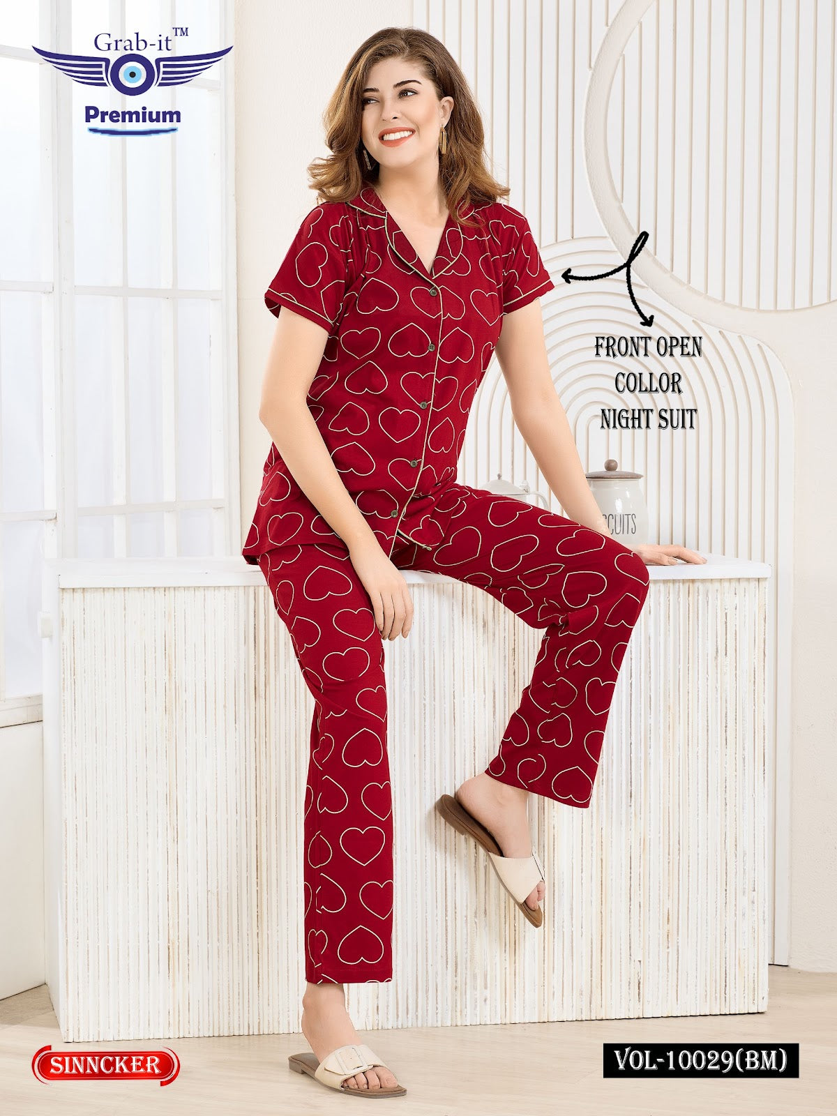 Vol 10029 Bm Grab It Sinker Collar Night Suits Manufacturer India