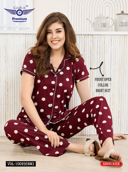 Vol 10029 Bm Grab It Sinker Collar Night Suits Manufacturer India