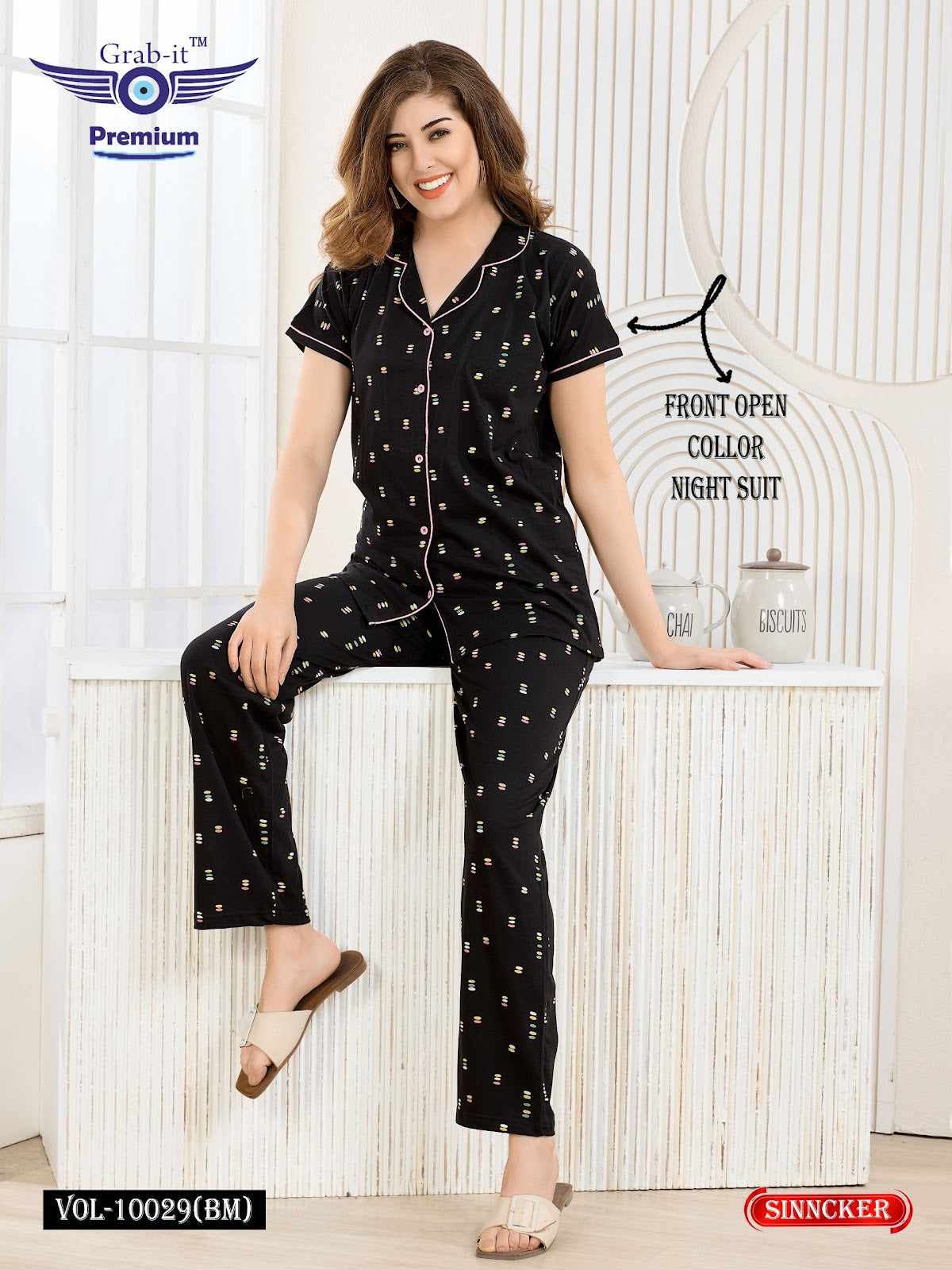 Vol 10029 Bm Grab It Sinker Collar Night Suits Manufacturer India