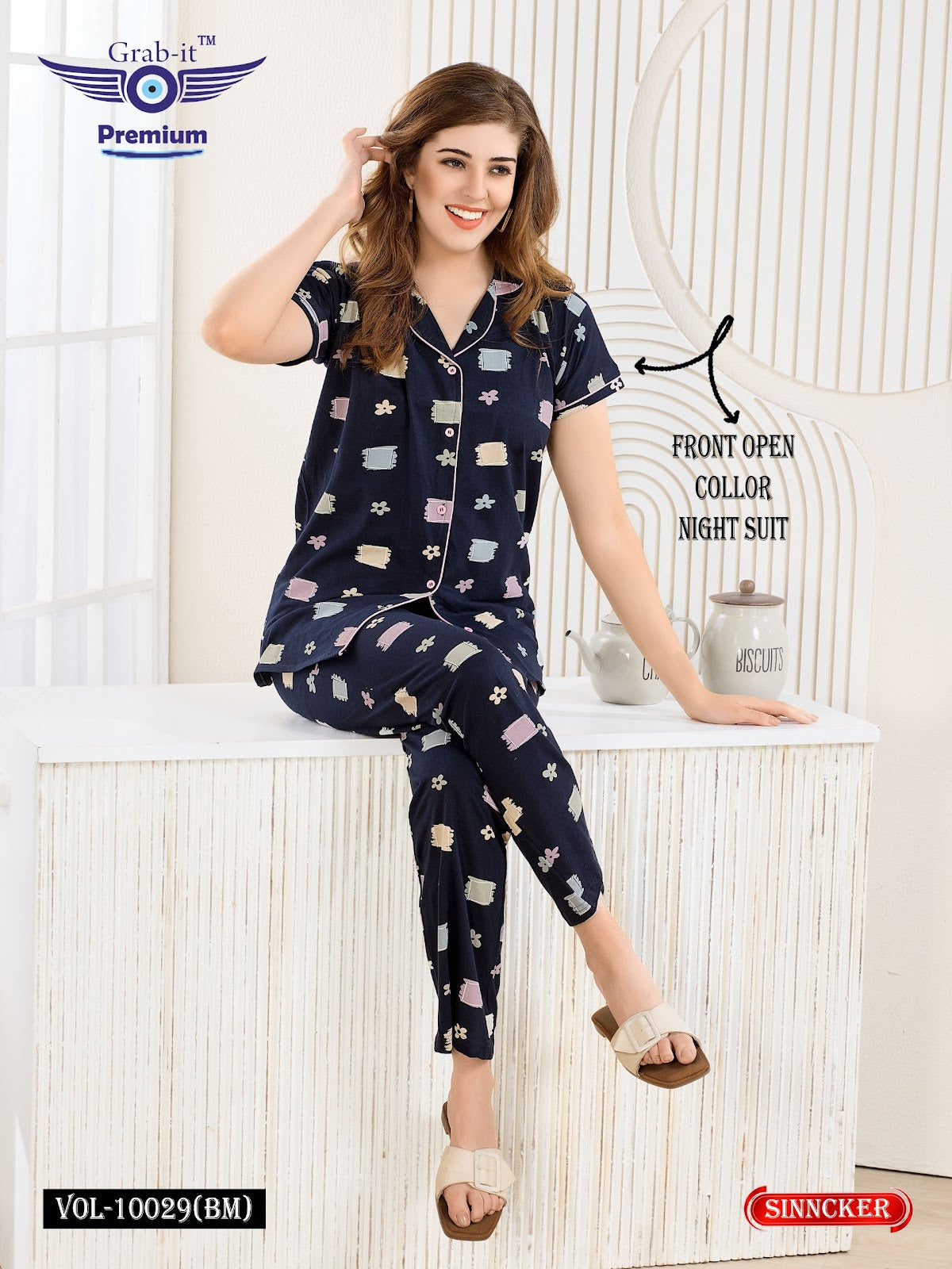 Vol 10029 Bm Grab It Sinker Collar Night Suits Manufacturer India