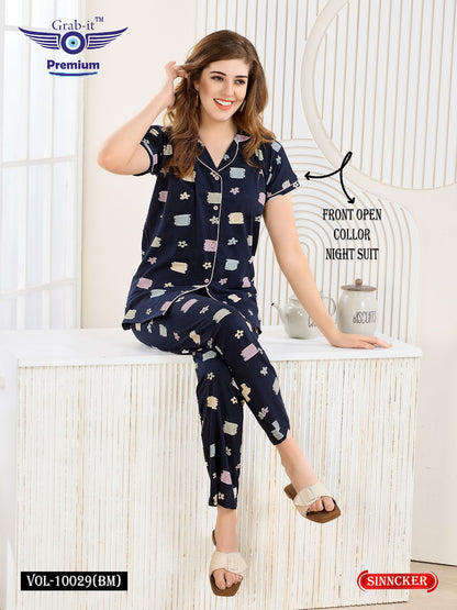 Vol 10029 Bm Grab It Sinker Collar Night Suits Manufacturer India