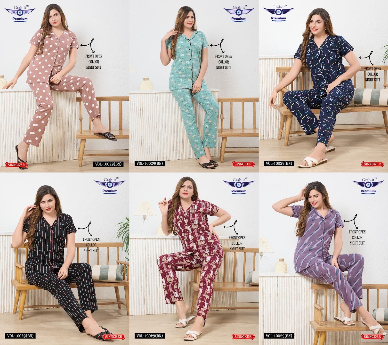 Vol 10029 Bn Grab It Collar Night Suits Wholesaler