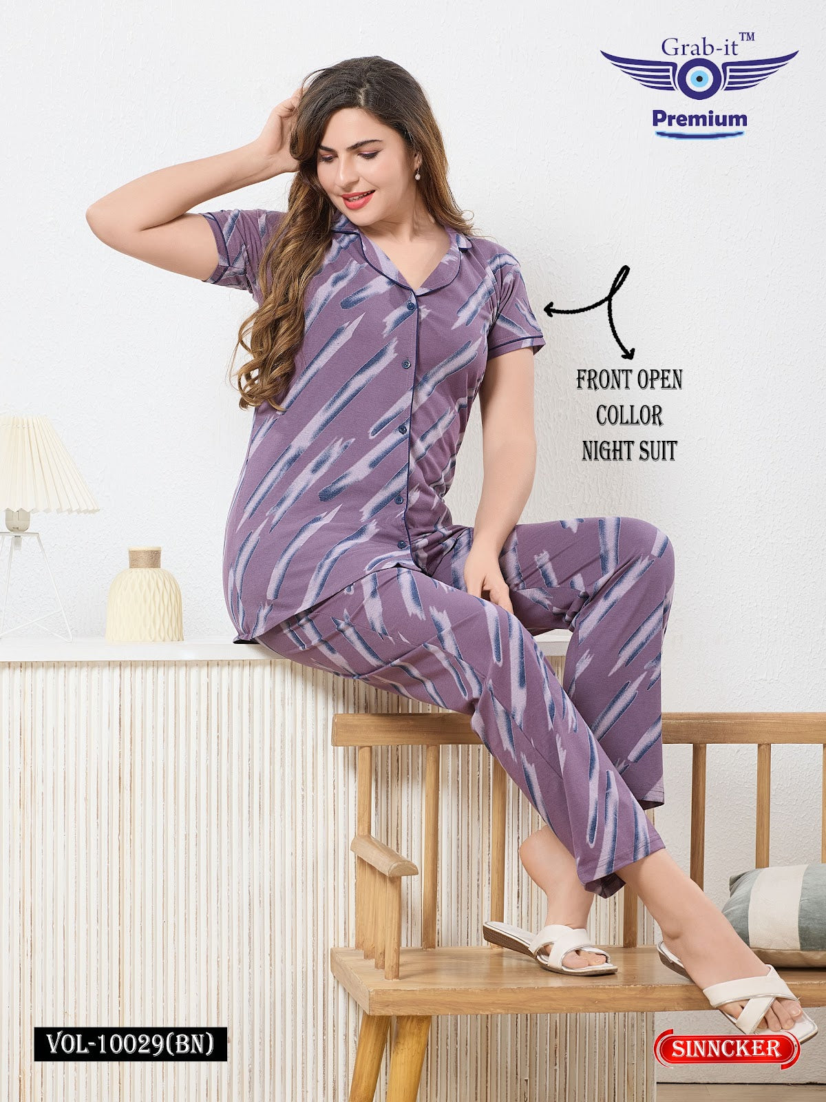 Vol 10029 Bn Grab It Collar Night Suits Wholesaler