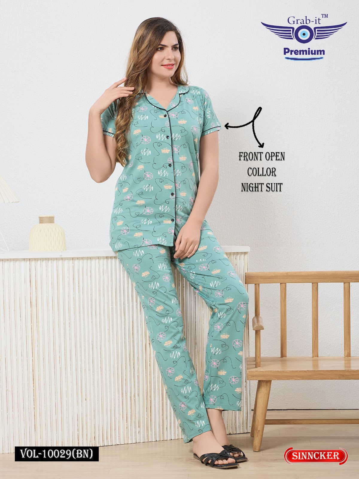 Vol 10029 Bn Grab It Collar Night Suits Wholesaler