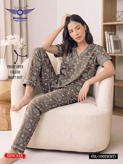 Vol 10029 Bt Grab It Sinker Collar Night Suits Wholesale Price